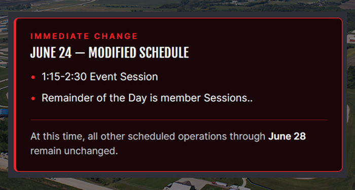 Track Schedule Update