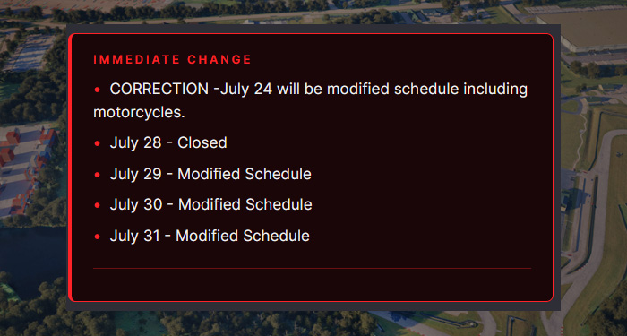 TRACK SCHEDULE UPDATE