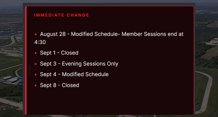 Track Schedule Update