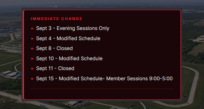 Track Schedule Update